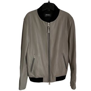 ⭐️HP⭐️MACKAGE GREY LAMBSKIN LEATHER BOMBER JACKET